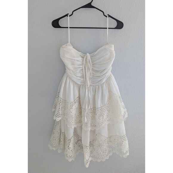 Ulla Johnson Savannah Mini Dress Women's Size 4 Ivory White Ruffled Lace Dress - Picture 3 of 10